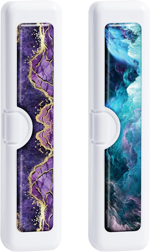 2 Pcs Toothbrush Travel Case, Convenient Colorful Pattern Travel Toothbrush Case and Travel Toothbrush Holder, Toothbrush Covers and Toothbrush Ho...