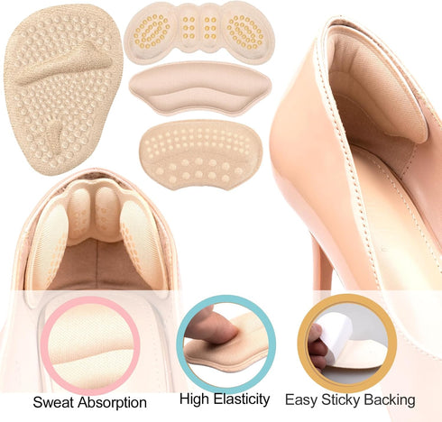 8 Pairs Heel Grips for Womens Shoes, Shoe Pads Inserts, Heel Pads for Shoes Women - Shoe Heel Inserts, Toe Inserts for Shoes Too Big - Shoe Cushio...