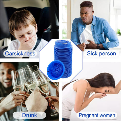 Emesis Bags, Disposable Vomit Bags, Aircraft Barf Bags Disposable, Throw Up Bags for Car Sickness, 12 Pack Blue Nausea Bags for Travel Motion Sick...
