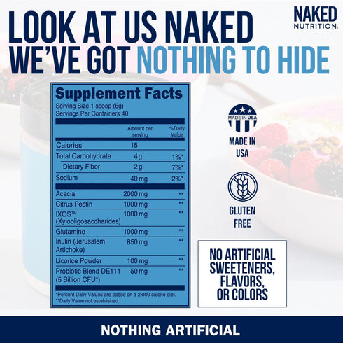 NAKED Gut - Daily Gut Health Supplement - Natural Gut Health Powder for Gut Cleanse, Digestive Support, GMO-Free, Soy-Free, Gluten-Free, Vegan and...