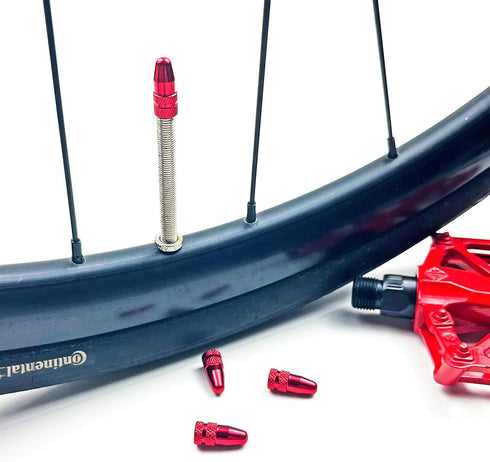 Aluminum Presta Valve Caps Red for Bike Tire Valve Stem Covers Fit Presta/French Valves on MTB, Mountain Bike, Cycling Road Bike, Hybrid Bike, Bic...