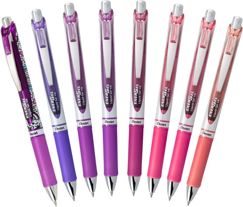 EnerGel RTX Retractable Liquid Gel Pen, Passion Expressions Pack, 0.7mm, Metal Tip, Medium Line, Assorted Ink, Pack of 8 Pens (BL77XPASBP8M)...