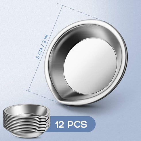 DOITOOL 12 PCS Stainless Steel Painting Color Palette, with Mouth 2 inch Painting Trays Makeup Palette Watercolors Small Round Mixing Palette Pain...