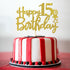 Gold Glitter Happy 15th Birthday Cake Topper - 15 Sign Cake Topper - Cheers to 15 Years Party Supplies - 15th Birthday Party Decoration...