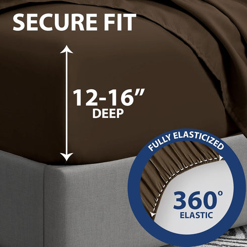 Home Collection Micro Caress Luxurious Sheet Set, 90GSM 4 -Piece Queen Size with 2 Additional Pillowcase, Brown Color...