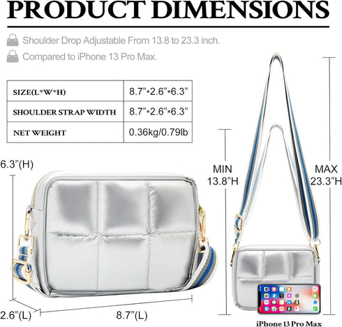 NAARIIAN Quilted Crossbody Bag for Women Puffer shoulder bag Guitar strap padded handbag designer trendy dupes soft purse...