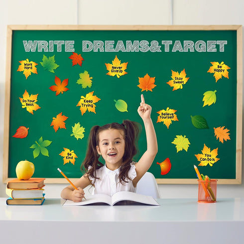 90 Pcs Growth Mindset Bulletin Board Decorations Classroom Tree Bulletin Board Sets Positive Sayings Be Leaf in Yourself Paper Cut Outs Inspiratio...