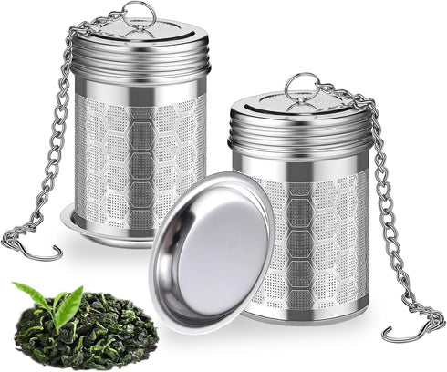 2 Pack Tea Infuser for Loose Tea, Extra Fine Mesh Tea Strainers with Drip Trays, 304 Stainless Steel Tea Diffuser Filter, Tea Steeper Infusers for...