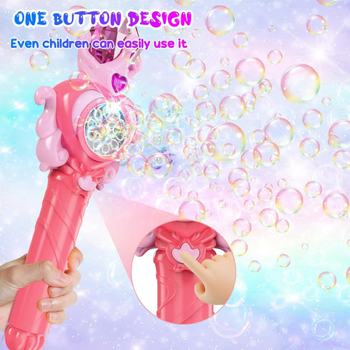 PANACARE Magic Bubble Wand for Kids Bubble Machine with Light /10000+Bubbles/10 Holes Automatic Bubble Blower Portable Outdoor Bubble Maker Toys G...
