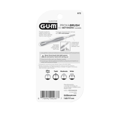 GUM Proxabrush Go-Betweens - Tight, Interdental Brushes for Tight Teeth, Dental Picks for Plaque Removal, Safe for Braces & Dental Devices, 10ct (...