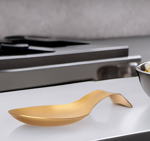 Elegant Spoon Rest Holder for Stove Top - Cooking and Kitchen Utensil Holder - Retro Gold Culinary rest...