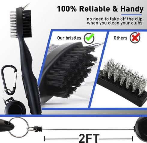 Golf Towel Set, Golf Club Cleaning Kit - 3 Microfiber Waffle Pattern Golf Towels & Golf Club Brush Groove Cleaner & Divot Repair Tool, Golf Towels...