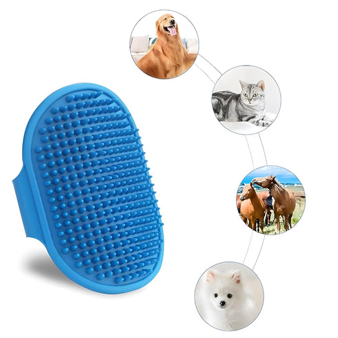 JASLAH 3 Sets with Comb, Pet Grooming Bath Brush Soft Silicone Bristle for Long Short Haired Dogs and Cats Shower, Bath Brush Soothing Massage Rub...