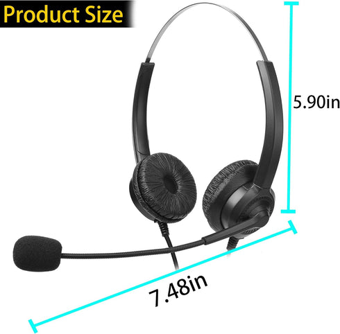 Computer Headset with Microphone, On-Ear 3.5mm Headset with Mic for Laptop, 3.5mm Binaural-Ear Headphone with Lightweight Business Headphones with...