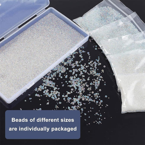 OLYCRAFT 210g 1~3mm Glass Bubble Beads No Hole Iridescent Beads Water Droplets Bubble Bead Iridescent Glass Bead for Resin Crafting Nail Arts Deco...