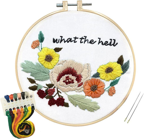 Louise Maelys Flower Embroidery Kit for Beginner Hand Embroidery Starter Kit with Sayings Stamped Cross Stitch Needlepoint Kits for Adults...