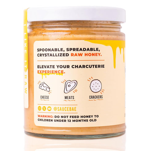 Sauce Bae Hot Raw Honey - Unfiltered & Unpasteurized, 100% USA White Clover, Perfect for Charcuterie & Sandwiches - 12 Oz...