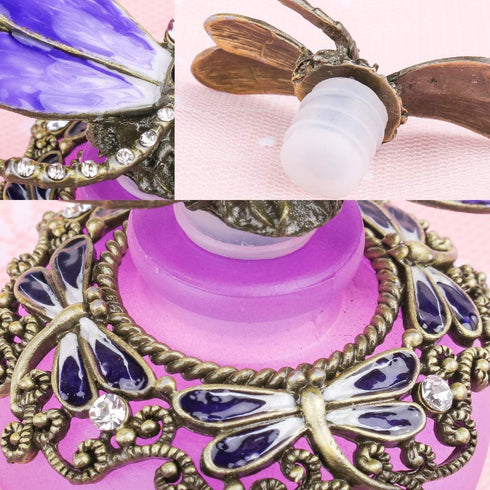YU FENG 40ml Fancy Purple Dragonfly Empty Refillable Glass Perfume Bottle,Retro Frosted Butterfly Lid Perfume Bottle...