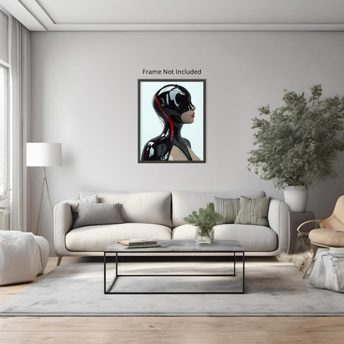 Posterizer 1 pcs-futuristic sleek woman in dark clothing 3-Abstract & Modern Art-Fantasy & Fiction Art-Gift for Women, Fashionistas, Designer Fash...
