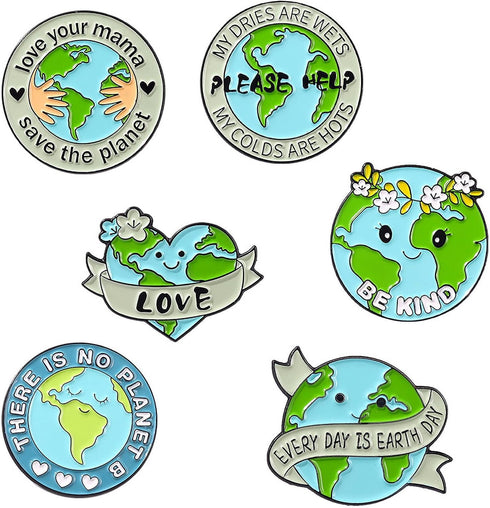 Earth Brooch Fashion Cartoon Enamel Brooch Pins Set for Unisex Child Women's Clothing Decorate (Love and Protect the Earth)...
