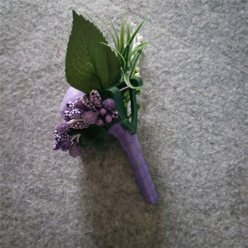 6 Pieces/lot Groom Boutonniere Man Buttonholes Wedding Flowers Party Decoration (Light Purple)...