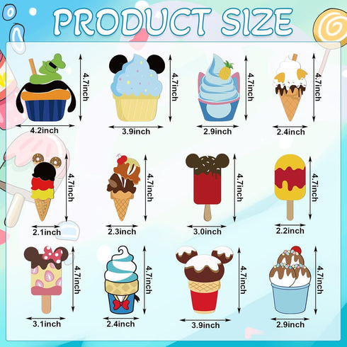 12PCS Summer Mouse Cruise Door Magnets Stickers Fridge Refrigerator,Cute Ice Cream Magnet Car Door Fridge Magnet Sticker Whiteboards for Holiday K...
