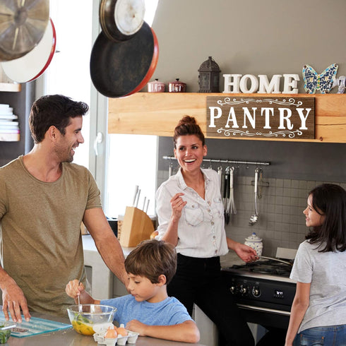 Pantry Sign Wall Decor Farmhouse Pantry Sign Wooden Rustic Retro Hanging Wooden Art Printed Decor for Home Room Holiday Decoration, 16 x 6 Inches(...