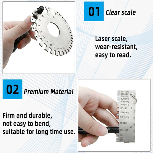 2 Pack Wire Metal Sheet Thickness Gauge Stainless Steel Welding Thickness Gauge Plated Size Inspection Tool Standard Wire Welding Gage Dual-Sided ...