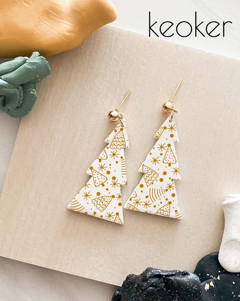 Keoker Christmas Silk Screen for Polymer Clay, Christmas Silk Screen Stencils for Polymer Clay, Printing on Clay & Other Jewelry Clay Earrings Dec...
