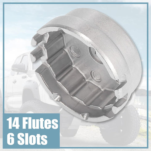 X AUTOHAUX Oil Filter Cap Wrench 14 Flutes 6 Slots 64.5mm Oil Filter Cap Removal Tool for Toyota Camry RAV4 Highlander 2.5L-5.7L Engine Silver Ton...