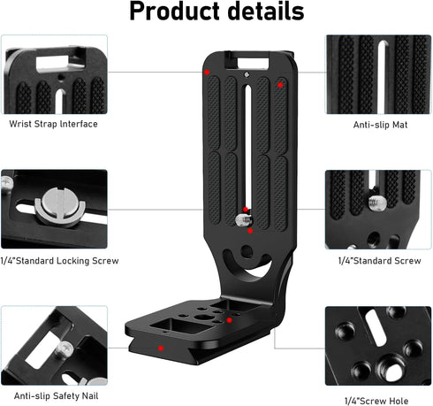 (Real Single) L Bracket Camera for DSLR Vertical Horizontal Switching Tripod Quick Release Plate Compatible with Canon Nikon Sony DJI Osmo Ronin Z...