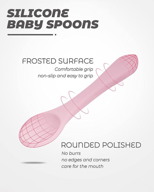 10 Pcs Silicone Baby Spoons and Baby Forks, Chewable Baby Utensils for Self-Feeding, Silicone Baby Utensils, Kids Utensils for Over 6 Months Babie...
