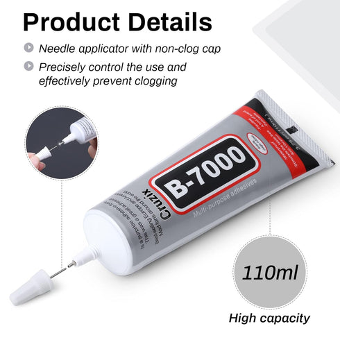 B7000 Jewelry Bead Glue for Jewelry Making, Clear 3.7 fl oz B7000+Plus Multipurpose Super Adhesive Glue for Rhinestone Crafts Fabric Metal Stone N...