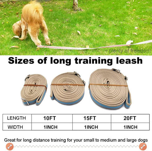 10FT / 15FT / 20FT Anti-Choke Slip Lead Dog Leash, 1” Wide Soft Thick Long Training Leash for Strong Small Medium Large Dogs (blue-20ft)...