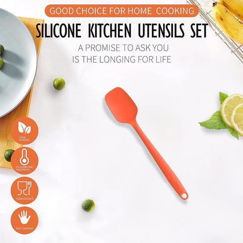 Permanent Warranty Silicone Small Spoon 1 PCS Heat Resistant Silicone Spatula Cooking for Nonstick Cookware Kitchen Gadgets Small Spoon Orange...
