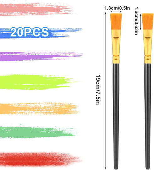 20pcs Flat Paint Brushes 0.5 Inch Wide, Watercolor Acrylic Paint Brushes Bulk Synthetic Nylon Oil Painting Brushes for Artists Professional Amateu...