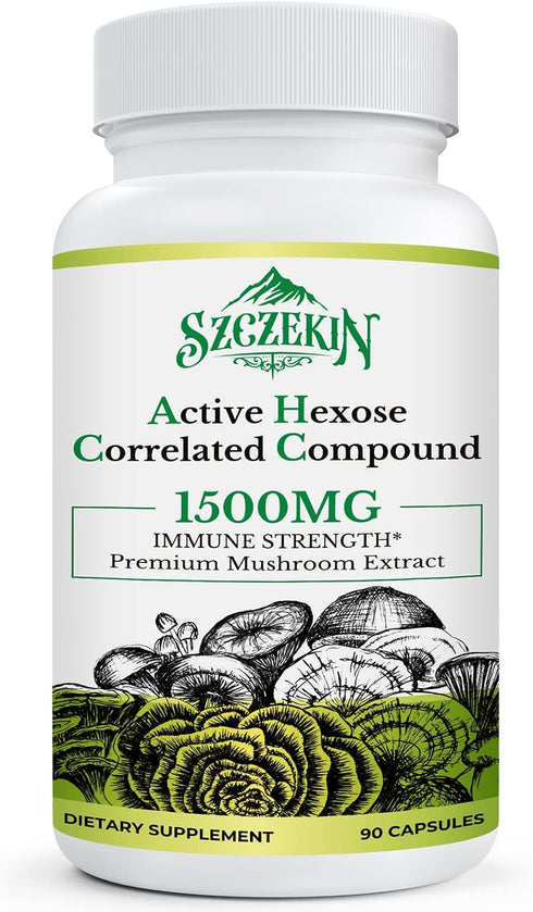 Active Hexose Correlated Compound 1500 mg Supplement, Natural 8 Mushroom Extract Supplement, Immune System, Liver Function, Natural Killer and T C...