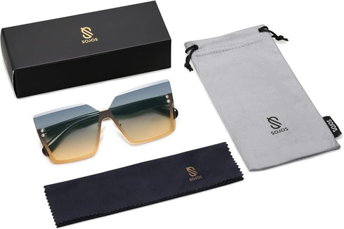 SOJOS Trendy Square Oversized Sunglasses Womens Big Rimless UV400 Ladies Shades SJ1160...