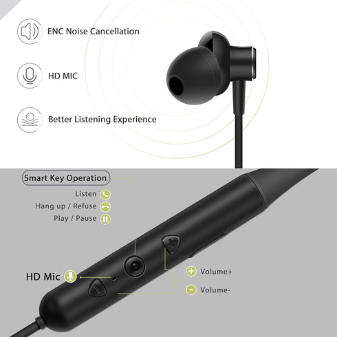 Neckband Bluetooth Headphones, Comfortable Lightweight Wireless Earbuds with Noise Cancelling Mic, Small Ear Earphones,Ear Buds with Case for Runn...