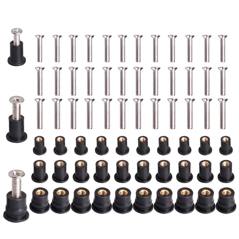 36 Pairs M4 M5 M6 Neoprene Well Nuts with Stainless Steel Screw M5 Rubber Well Nuts Kayak Brass Copper Bolts Well Nut Kit for Kayak Motorcycle Boa...