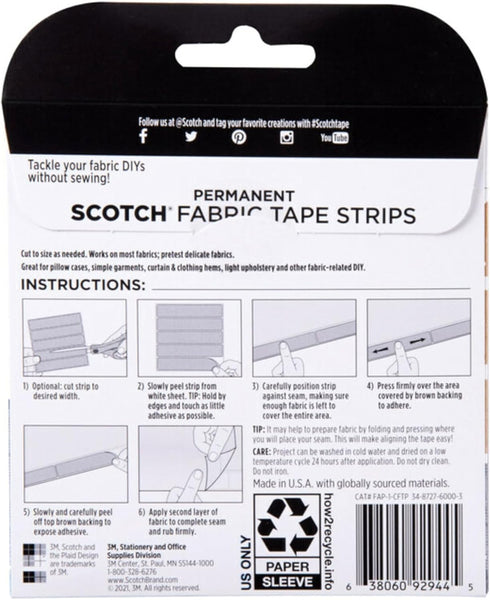Scotch Fabric Tape FAP-1-CFTP, 3/4 in x 4 in (19 mm x 10.1 cm)...