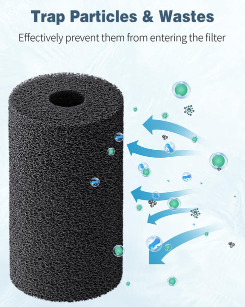 Pawfly 6 Pack Pre-Filter Sponge, Aquarium Filter Sponge 0.4" Intake Sponge Foam Roll for Small Fish Shrimp Fry Fish Tank Covers Accessories...