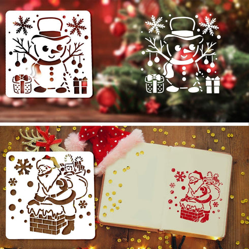 Christmas Stencils for Painting, Drawing Stencils for Christmas Craft Supplies Card Making Kit for Adults, Christmas Holiday Stencils for Spraying...