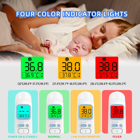Medical Infrared Thermometer for Baby, Adults, Body Surface Space, Forehead and Ear Thermometer, Memory Function, 1 Second Measurement, Age Select...