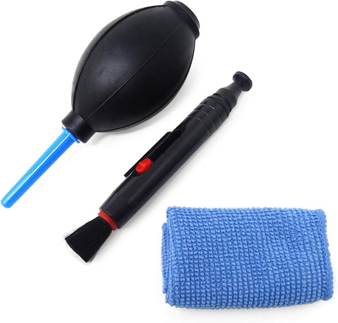 Honbay 3-in-1 Camera Cleaning Kit: Air Blower, Cloth, Pen - Black Silicone for Optics...