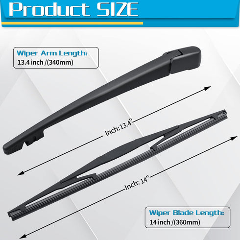 Rear Wiper Arm Blade, Replacement for Honda Odyssey 2011-2017 - ZOFFI Back Windscreen Wiper Assembly Replacement - All Season Natural Rubber Clean...