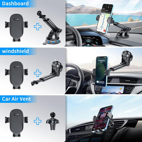 APPS2Car Suction Cup Phone Mount, Windshield/Dashboard/Air Vent Suction Car Phone Holder Mount with Sticky Gel Pad, Compatible with iPhone, Samsun...
