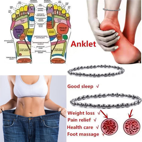 YANCHUN Obsidian Anklet Magnetic Slim Hematite Anklet Magnetic Therapy Ankle Bracelet Obsidian Anklet Anti Swelling Anklet Elastic Relief Anklet M...