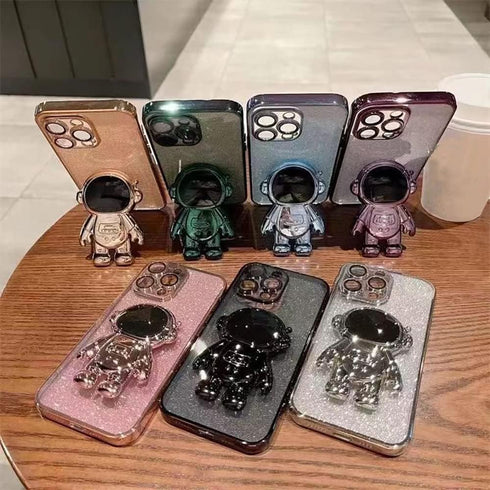 Astronaut Hidden Stand Case Cover for iPhone 15 Pro,for iPhone 15 Pro Case Green,Astronaut Folding Bracket Kickstand iPhone Case with Camera Prote...