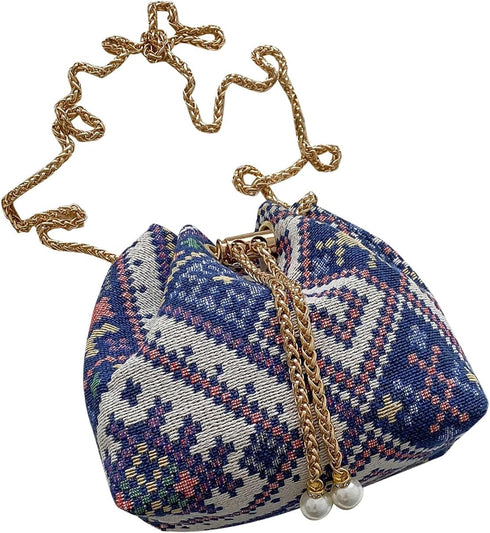 Verdusa Mini Plaid Print Drawstring Tote Bags Casual Handbags Retro Handbag...
